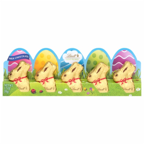 Lindt GOLD BUNNY Milk Chocolate Easter Candy Mini Bunny Pack Perspective: front