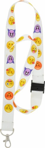 Hillman Emoji Breakaway Lanyard - White Perspective: front