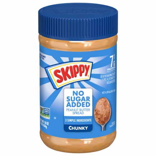 Skippy® No Sugar Added Chunky Peanut Butter Spread Perspective: front