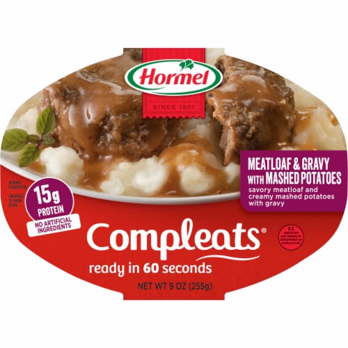 Hormel® Compleats® Meatloaf & Gravy with Mashed Potatoes Microwave Tray Perspective: front