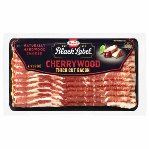 Hormel® Black Label® Bacon, Cherrywood Smoked, Thick Cut Bacon, 12 Oz. Perspective: front