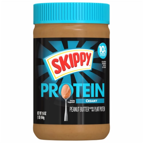 Skippy® Creamy Peanut Butter Blended with Plant Protein Perspective: front