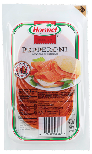 Hormel® Sliced Deli Pepperoni Perspective: front