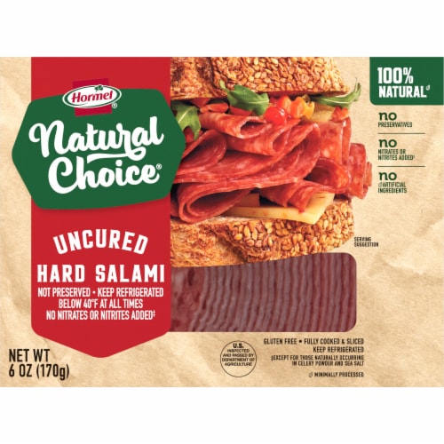 Hormel® Natural Choice® Uncured Hard Salami Deli Meat Perspective: front
