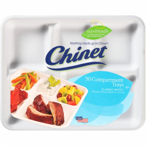 Chinet® Classic White Compartment Tray Perspective: front