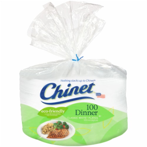 Chinet® Classic White Paper Dinner Plates Perspective: front