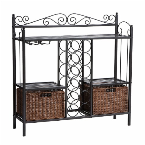 Celtic Bakers Rack w Wine Storage Gunmetal Gray 1 unit King