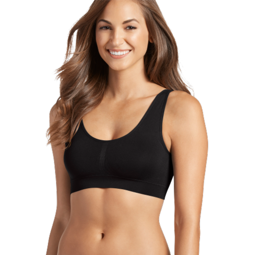 Jockey® Women's Modern Micro Scoop Neck Crop Top - Black Perspective: front