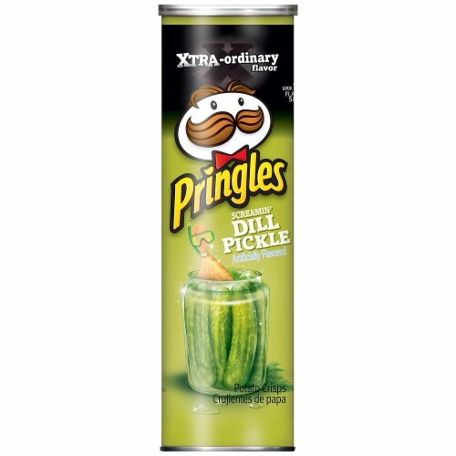 Pringles Screamin' Dill Pickle Potato Crisps Perspective: front