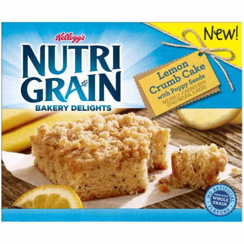 Kellogg's Nutri-Grain Lemon Crumb Cake & Poppy Seeds Breakfast Bars Perspective: front