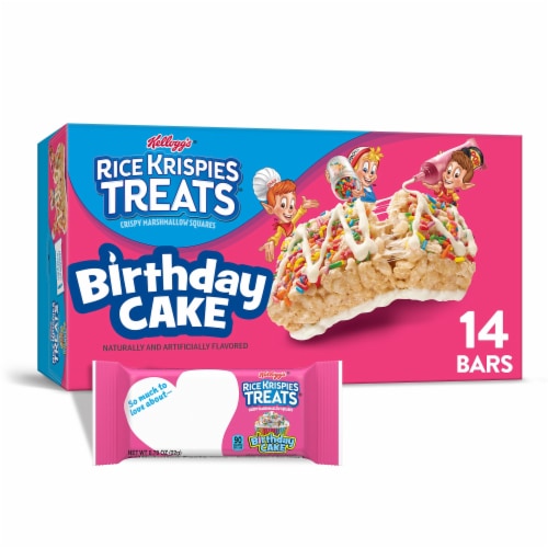 Kellogg's Rice Krispies Treats Birthday Cake Marshmallow Snack Bars, 10 ...