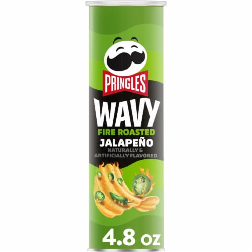 Pringles® Wavy Fire Roasted Jalapeno Potato Crisps Chips Perspective: front