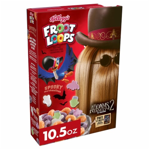 Kellogg's Froot Loops Original with Spooky Marshmallows Cold Breakfast Cereal Perspective: front