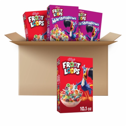 Froot Loops & Froot Loops with Marshmallows Cereal Perspective: front