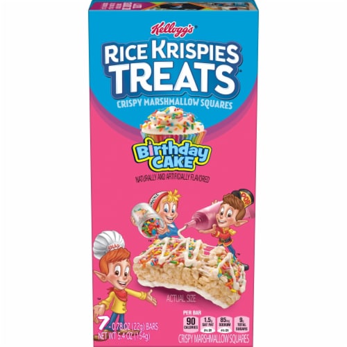Kellogg's Rice Krispies Treats Birthday Cake Marshmallow Snack Bars Perspective: front
