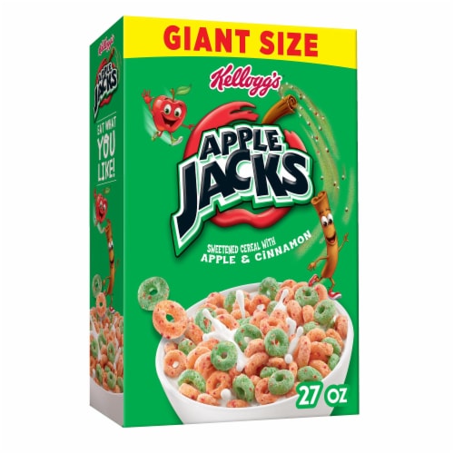Kellogg's Apple Jacks Original Cold Breakfast Cereal Giant Size Perspective: front