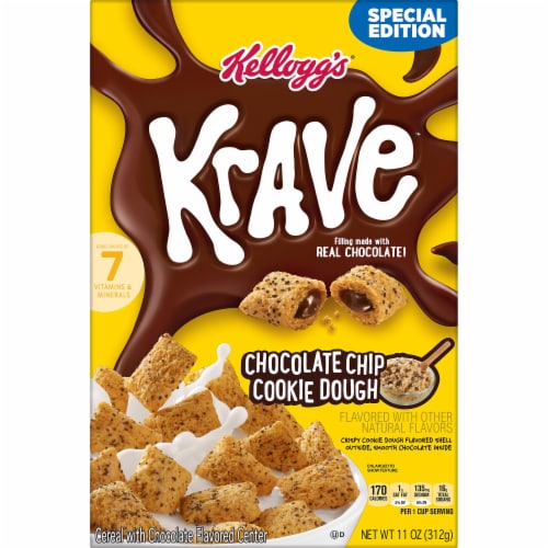Kellogg's Krave Chocolate Chip Cookie Dough Breakfast Cereal Perspective: front