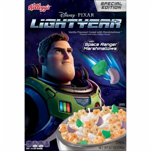 Kellogg's Lightyear Vanilla with Space Ranger Marshmallows Breakfast Cereal ` Perspective: front