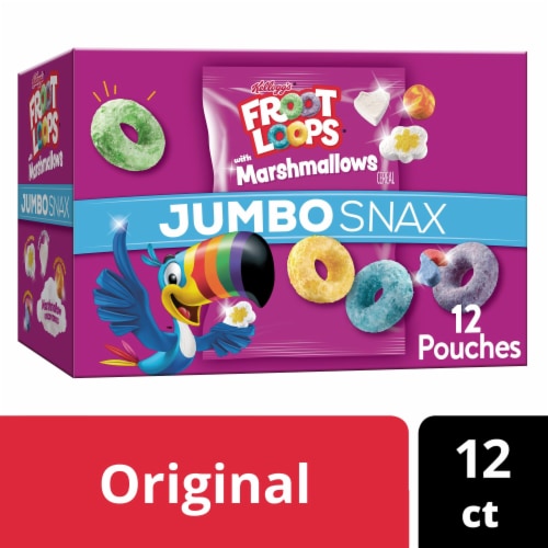 Kellogg's® Jumbo Snax Froot Loops Original with Marshmallows Family Size Cereal Snacks Perspective: front