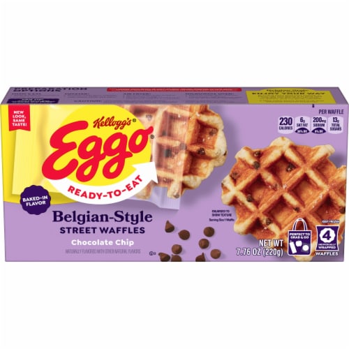 Kellogg's® Eggo® Chocolate Chip Frozen Belgian-Style Street Waffles Perspective: front