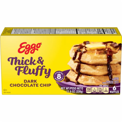 Kellogg's® Eggo® Thick and Fluffy Dark Chocolate Chip Frozen Waffles Perspective: front