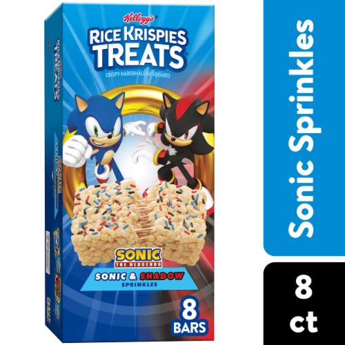 Kellogg's Rice Krispies Treats Sonic and Shadow Sprinkles Crispy Marshmallow Squares Perspective: front
