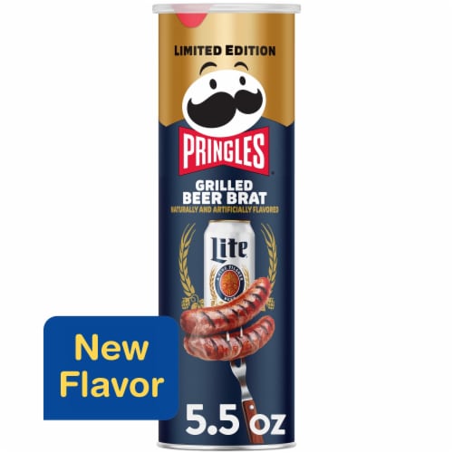 Pringles® Miller Lite Grilled Beer Brat Potato Crisps Chips Perspective: front