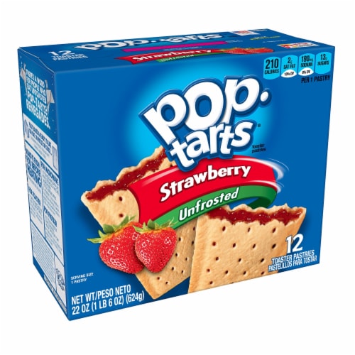 Pop-Tarts Breakfast Toaster Pastries Unfrosted Strawberry Perspective: front