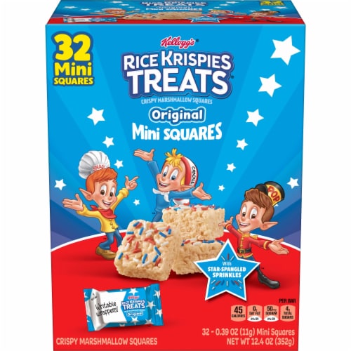 Kellogg's Rice Krispies Treats Original with Star-Spangled Sprinkles Mini Crispy Marshmallow Squares Perspective: front