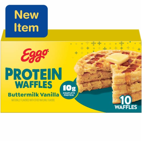 Eggo® Protein Buttermilk Vanilla Frozen Waffles Perspective: front