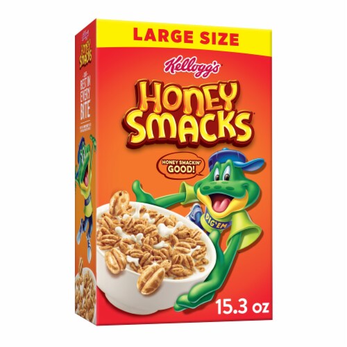 Kellogg's Honey Smacks Original Cold Breakfast Cereal Large Size, 15.3 ...