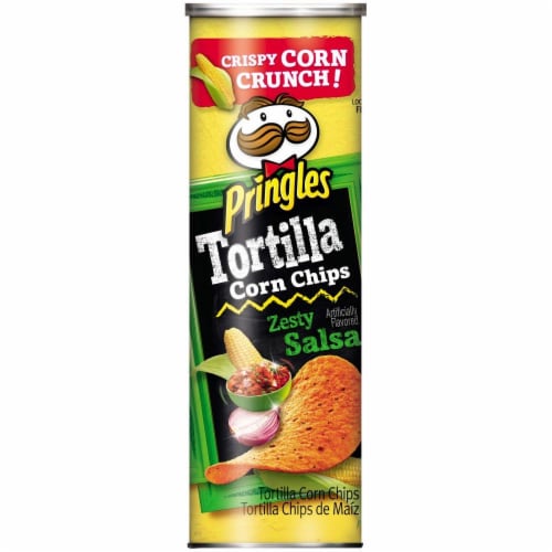 Pringles Zesty Salsa Tortilla Corn Chips Perspective: front