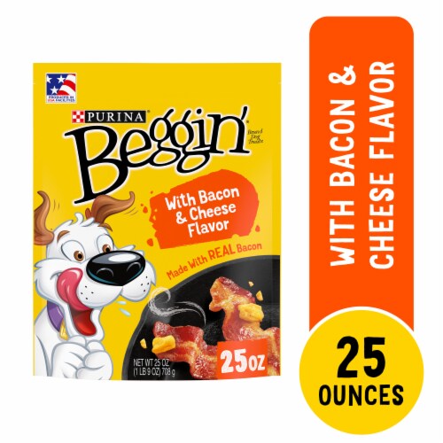 Purina Beggin' Strips Training Dog Treats with Bacon & Cheese Flavor Perspective: front