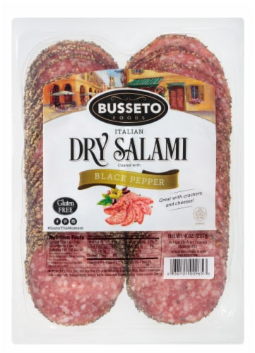 Busseto Sliced Black Pepper Italian Dry Salami Perspective: front