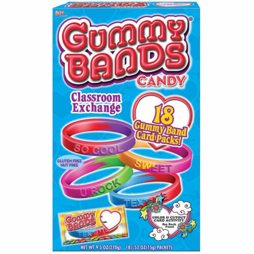 Flix Gummy Bands® Classroom Exchange Valentine Candy Card Kit Perspective: front