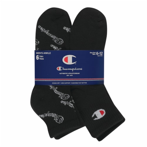 Champion® Double Dry® Men's Ankle Socks - Black, 6 pk - Kroger