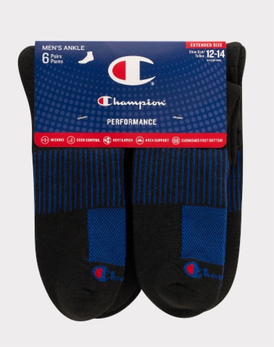 Champion Men's Performance Ankle Socks - Grey, 6 pk - Smith’s Food and Drug