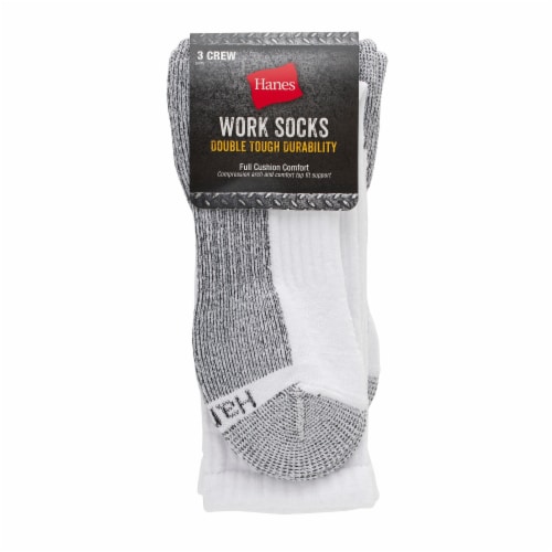 Hanes® Basics Mens Socks - White/blk Perspective: front