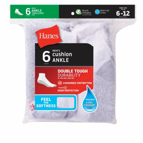 Hanes Men's Cushion Ankle Socks - White Perspective: front