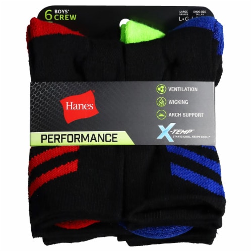 Hanes® Boys X-Temp™ Crew Socks Perspective: front