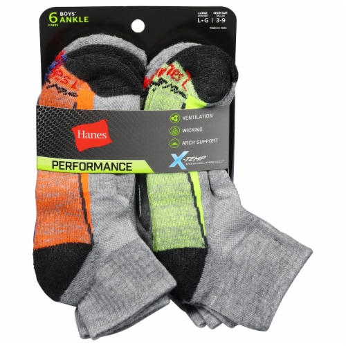 Hanes® Boys X-Temp™ Ankle Sock Pack Perspective: front