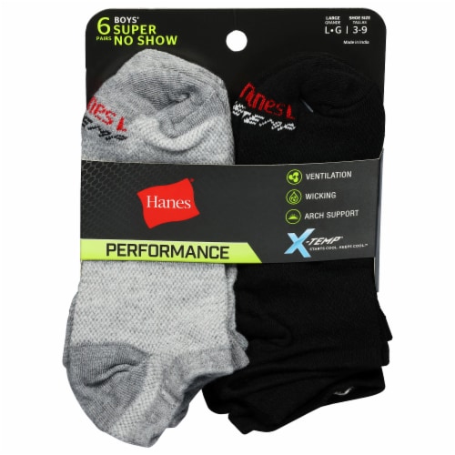 Hanes® X-Temp® Performance Super No Show Socks - Assorted Colors, L / 6 ...