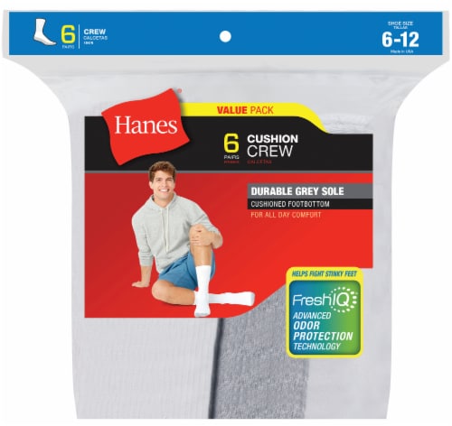 Hanes Cushion Crew Socks - White Perspective: front