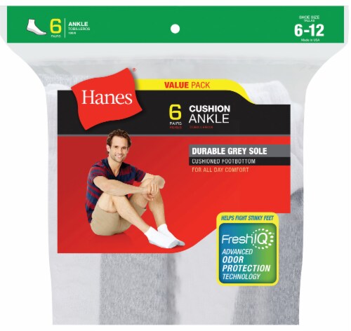 Hanes Cushion Ankle Socks - White Perspective: front