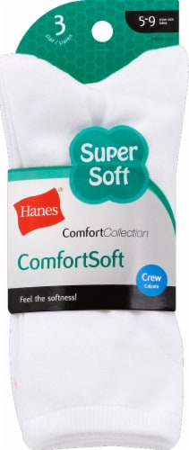 Hanes® ComfortSoft White Crew Socks Women's Size 5-9 Perspective: front