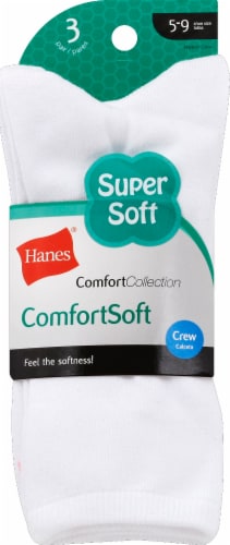 Hanes® ComfortSoft White Crew Socks Women's Size 5-9, 3 pk - Pay