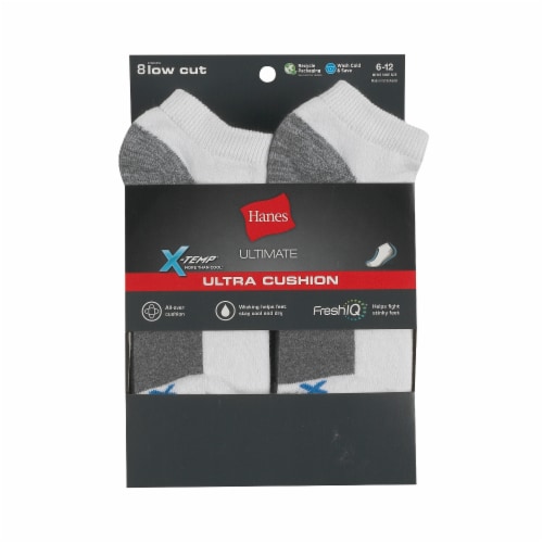 Hanes® Ultimate Ultra Cushion Men's Low Cut White/Heather Gray Socks - 6-12 Perspective: front