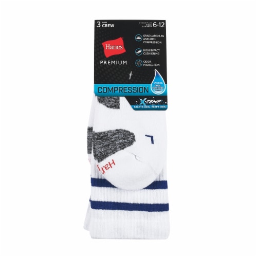 Hanes Boys/Mens Premium White Compression Socks Perspective: front