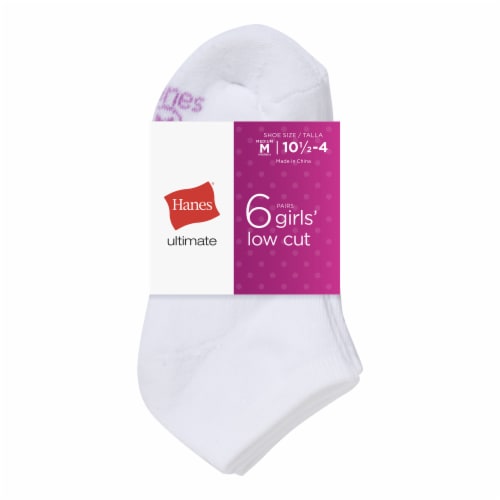 Hanes® Ultimate Low Cut Girls Socks - Medium/White, 6 pk - Fred Meyer