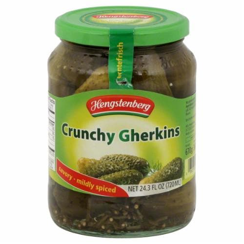 Hengstenberg Savory-Mildly Spiced Crunchy Gherkins Pickles Perspective: front